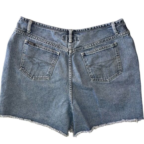 Vintage Revolt Jean Shorts Lace Up Front Size 16 Raw Hem High Waist Rigid Cotton - Picture 2 of 11